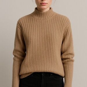 Women’s Lauren Ralph Lauren Tan Brown Mock Neck Long sleeve Cotton Sweater XL